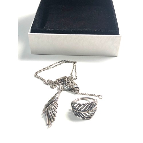 343 - Boxed silver pandora pendant necklace & ring