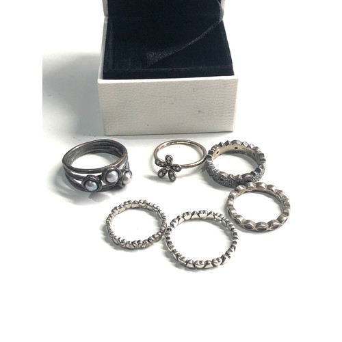 344 - 6 silver pandora rings