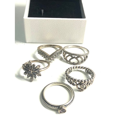 349 - 5 silver pandora rings