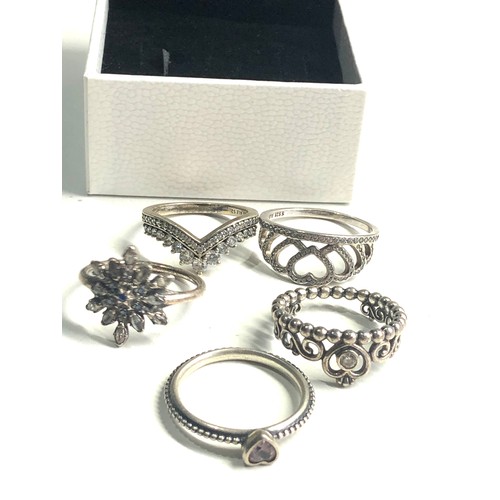 349 - 5 silver pandora rings