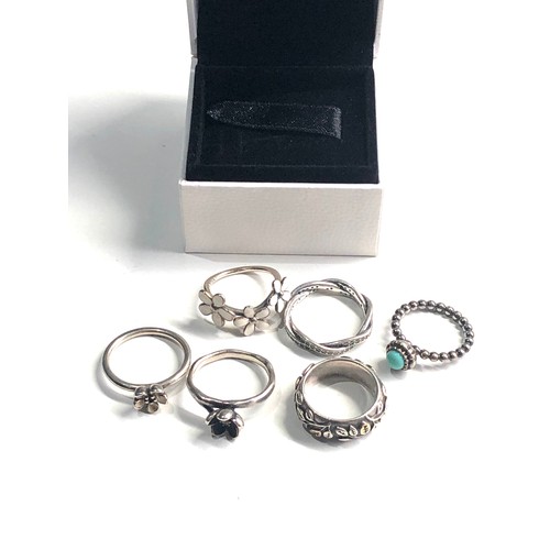 362 - 6 silver pandora rings