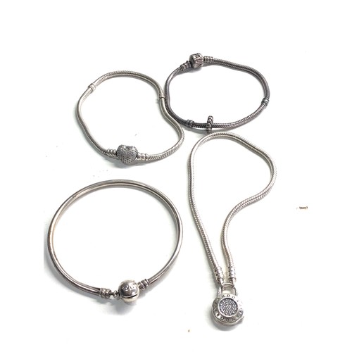 346 - 4 silver Pandora bracelets