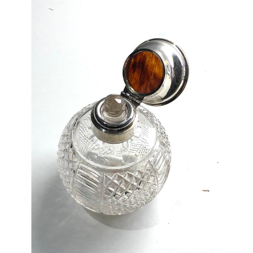 4 - Antique silver & tortoiseshell scent bottle measures approx height 12cm London silver hallmarks