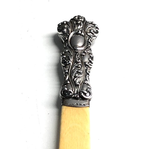 9 - Antique silver handle & ivory letter opener measures approx 33cm long Chester silver hallmarks
