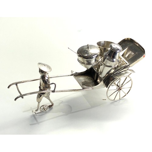 94 - chinese rickshaw silver plated cruet