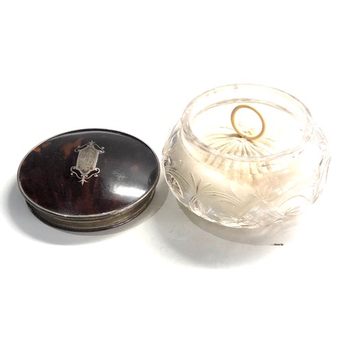 29 - Antique silver & tortoiseshell powder jar measures approx 10cm diam