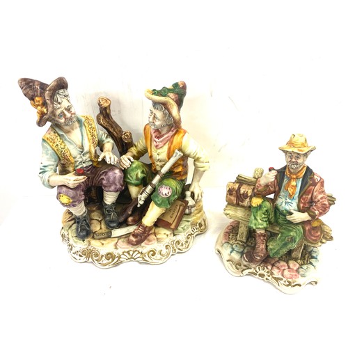 77 - 2 Vintage Capodimonte figures, stamped made in Italy, largest figure measures approximately Height 1... 