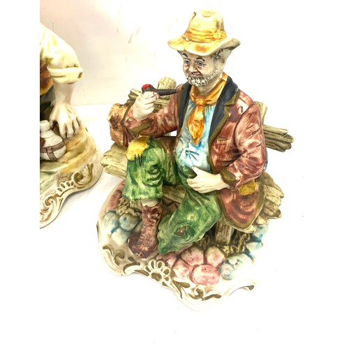 77 - 2 Vintage Capodimonte figures, stamped made in Italy, largest figure measures approximately Height 1... 