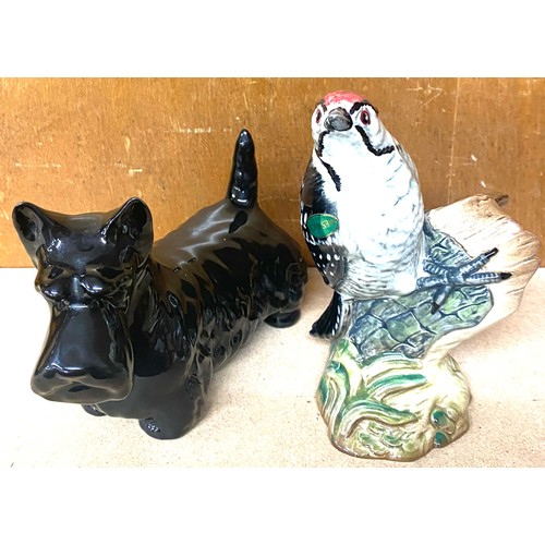 110 - Beswick Bird  Lesser spotted woodpecker, model no 2420, Beswick Scottie dog both in good overall con... 