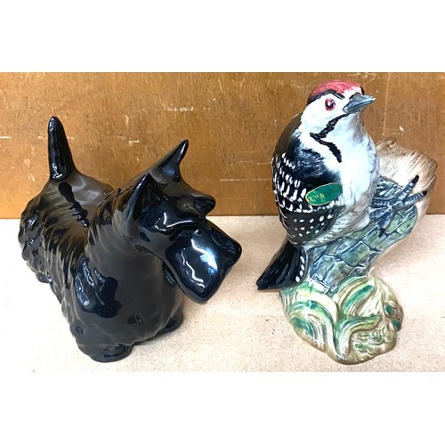 110 - Beswick Bird  Lesser spotted woodpecker, model no 2420, Beswick Scottie dog both in good overall con... 