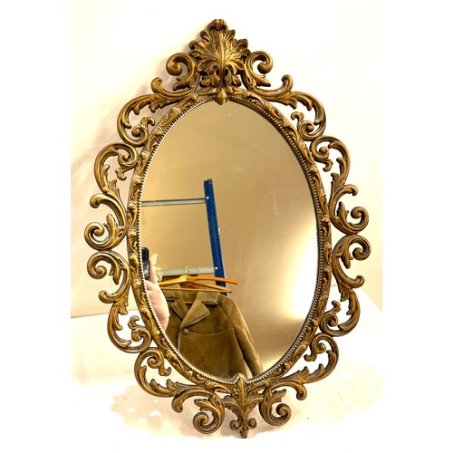 108 - Vintage guilt framed ornate mirror, approximate measurement: 24 inches by 17 inches