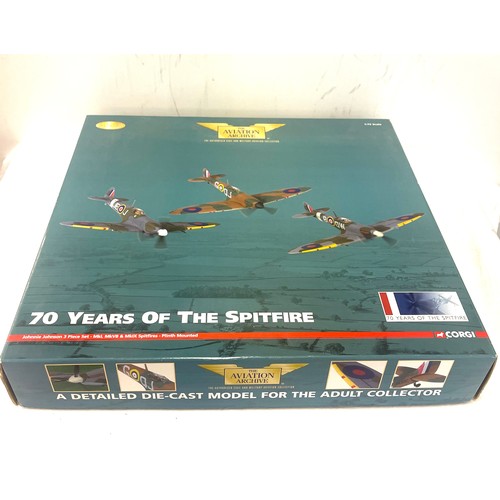 129 - Corgi `The Aviation Archive, 70 years of the spitfire Johnnie Johnson 3 piece set, Limited Edition A... 