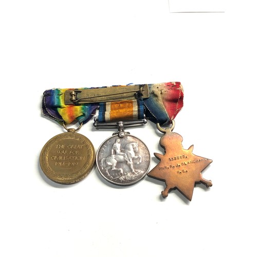 442 - ww1 medal trio to 133267 pnr f.j.blanchard r.e