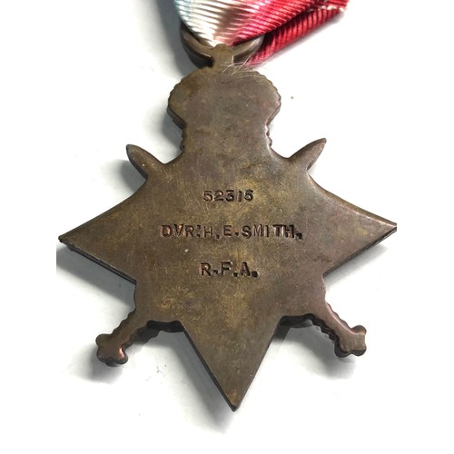 443 - ww1 medal to 52315 dvr.h.e.smith r.f.a