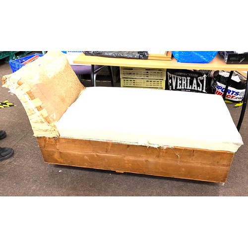 487 - Vintage Pine Chaise ottoman, approximate measurements: Height 33 inches, Length 60 inches, Width 25 ... 