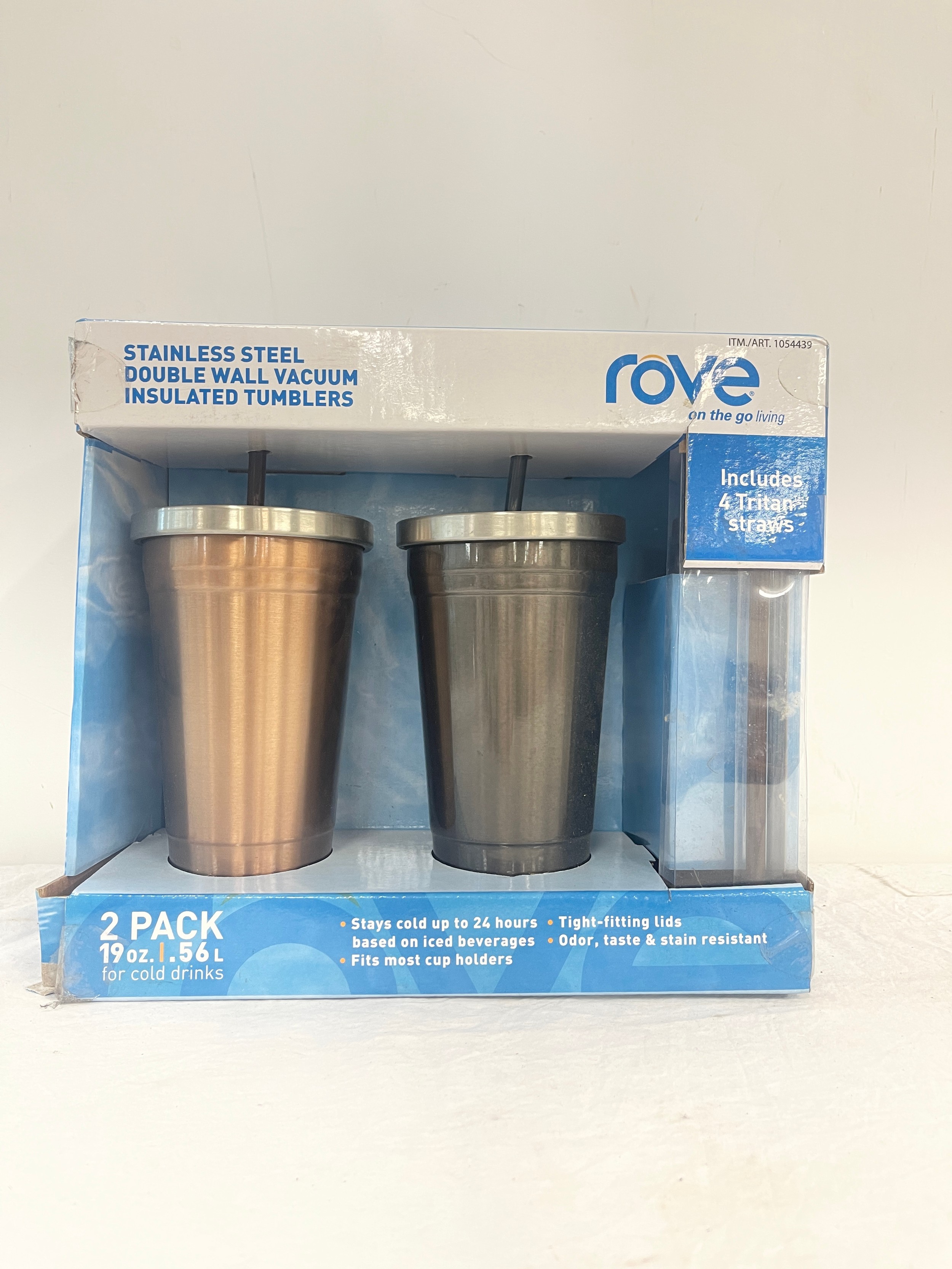 Rove Thermos Rove Double Wall Vacuum Insulated Rove Stainless Steel Tumbler  Duo (Copper-DK Gray):