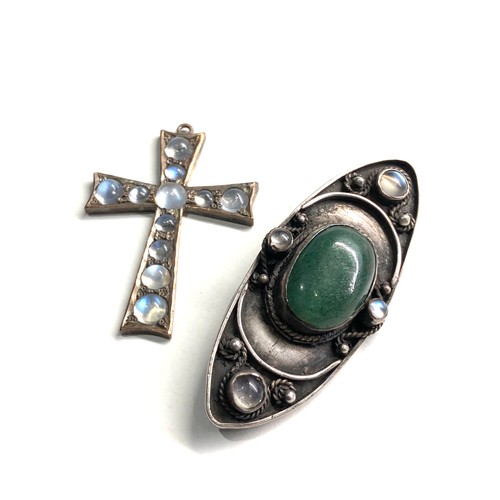 377 - Antique moonstone brooch & cross