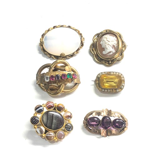 383 - Selection of antique jewellery items seed-pearls missing from 1 brooch