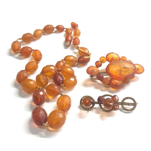 386 - Selection of antique amber jewellery items some in need of repair