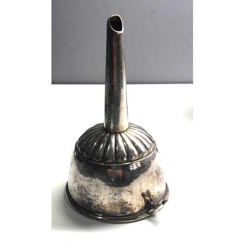 95 - Antique georgian silver plated wine funnel & tea caddy