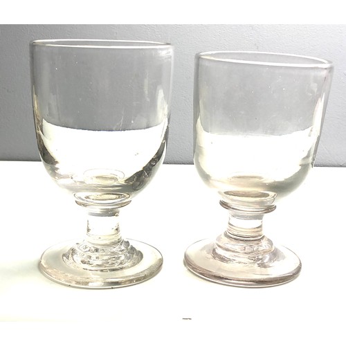 497 - 2 Large early 19th century georgian heavy wine glass rummer C1800 in good condition very tiny flea b... 