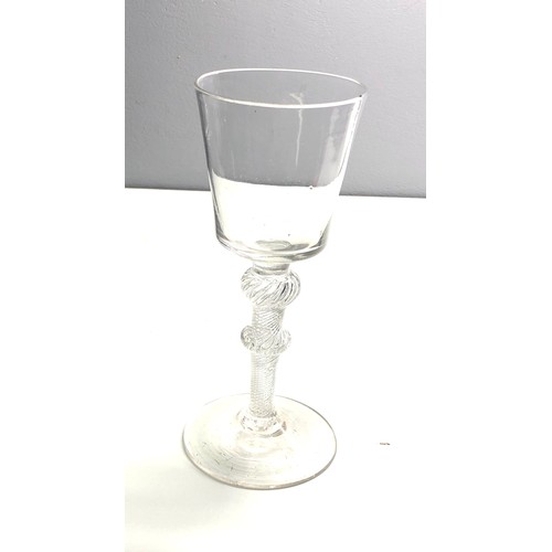 500 - Antique Georgian 18th century Wine Glass Twist Stem small chips to base and edge chip to rim as show... 