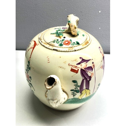 486 - 18th century famille rose porcelain teapot hand painted age related damage chipped and cracked measu... 