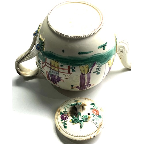 486 - 18th century famille rose porcelain teapot hand painted age related damage chipped and cracked measu... 