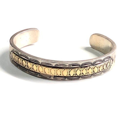 336 - 14ct gold & silver RT  bangle 47g