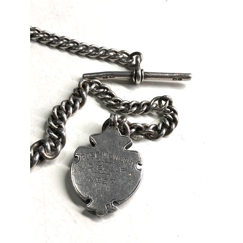 63 - Antique silver albert watch chain & fob 36g