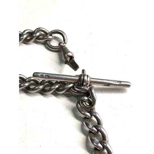 64 - Antique silver albert watch chain 62g broken clip