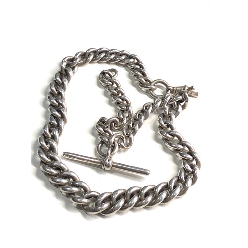 64 - Antique silver albert watch chain 62g broken clip