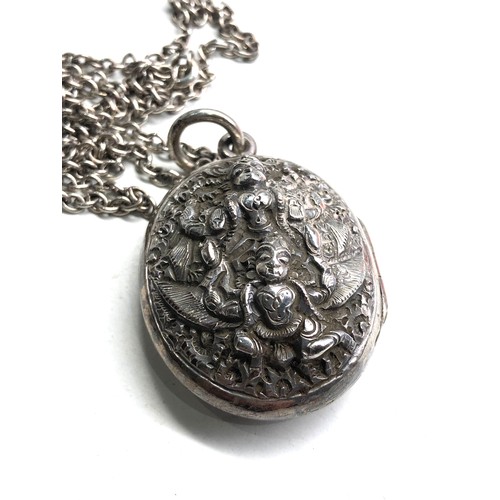 72 - Vintage silver charm bracelet locket & chain weight 83g