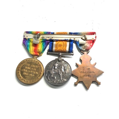 484 - ww1 trio medals to 7853 pte g.n smith scottish rifles