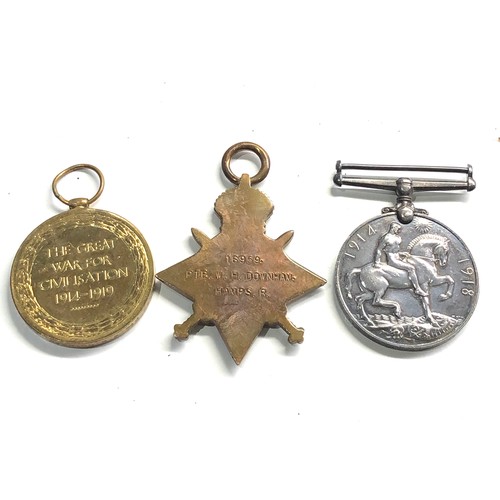 483 - ww1 trio medals to16959 pte w.h downham hampshire reg