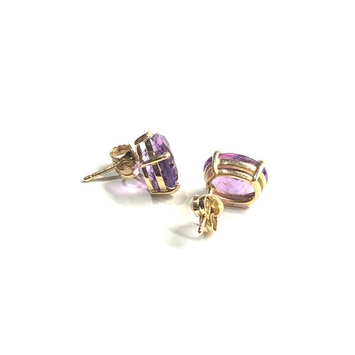 317 - 9ct gold amethyst earrings weight 2.2g