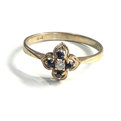 303 - 9ct gold sapphire & diamond ring weight 1.5g