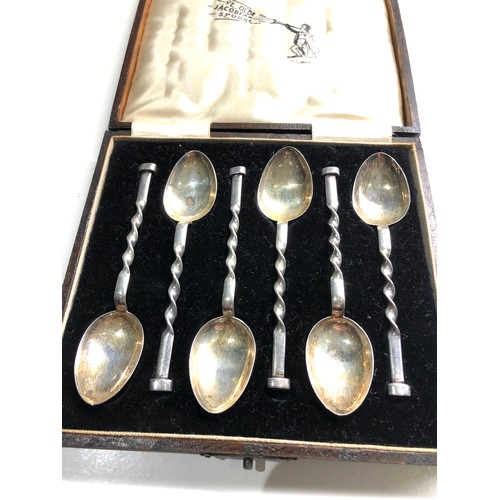 80 - Boxed set of 6 silver tea  spoons birmingham silver hallmarks