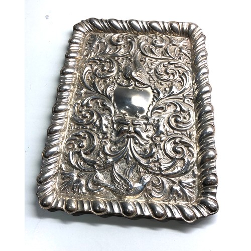 87 - Antique silver dressing table tray measures approx 30cm by 21cm weight 260g