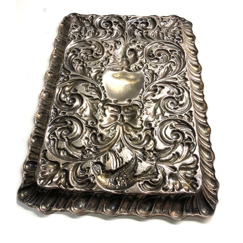 87 - Antique silver dressing table tray measures approx 30cm by 21cm weight 260g