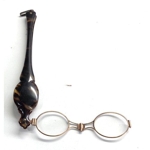 414 - Antique Victorian french tortoiseshell silver lorgnette french eagle hallmark