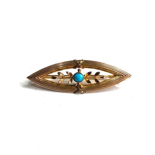 100 - Antique 9ct gold turquoise brooch 2.2g