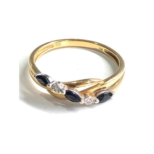 115 - 9ct gold diamond & sapphire ring weight 1.7g