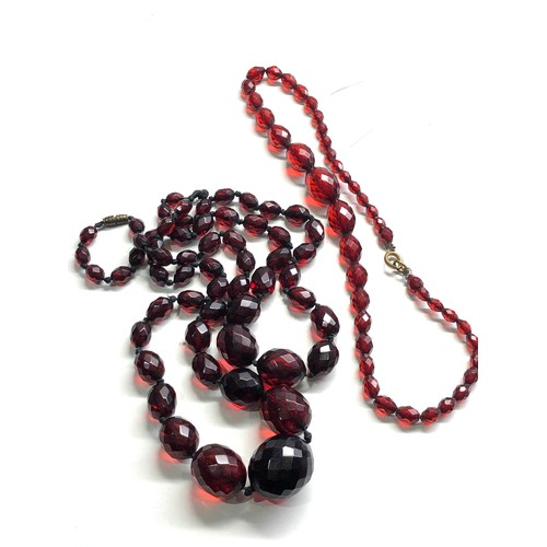 333 - 2 prystal bakelite bead necklaces weight 93g