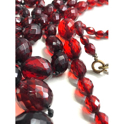 333 - 2 prystal bakelite bead necklaces weight 93g