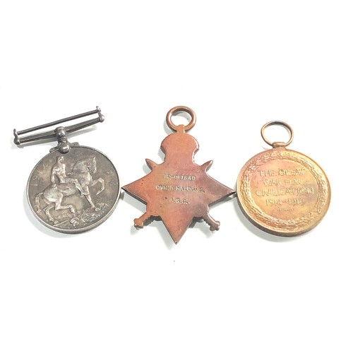 395 - ww1 trio medals to t2-017840 dvr a haldane  a.s.c