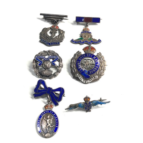 394 - 6 silver military sweetheart brooches