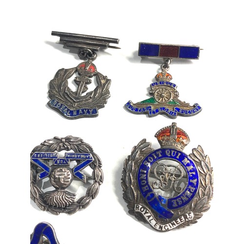 394 - 6 silver military sweetheart brooches