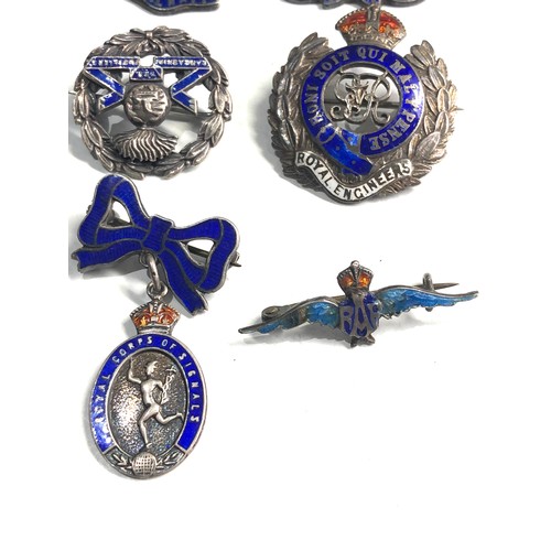 394 - 6 silver military sweetheart brooches