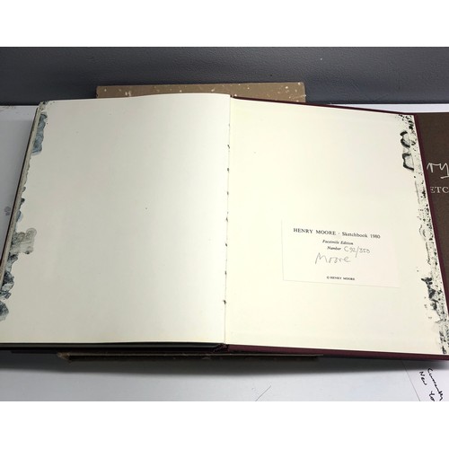 418 - Rare Henry moore signed limited edition sketchbooks signed inside back cover 2 books in outer case